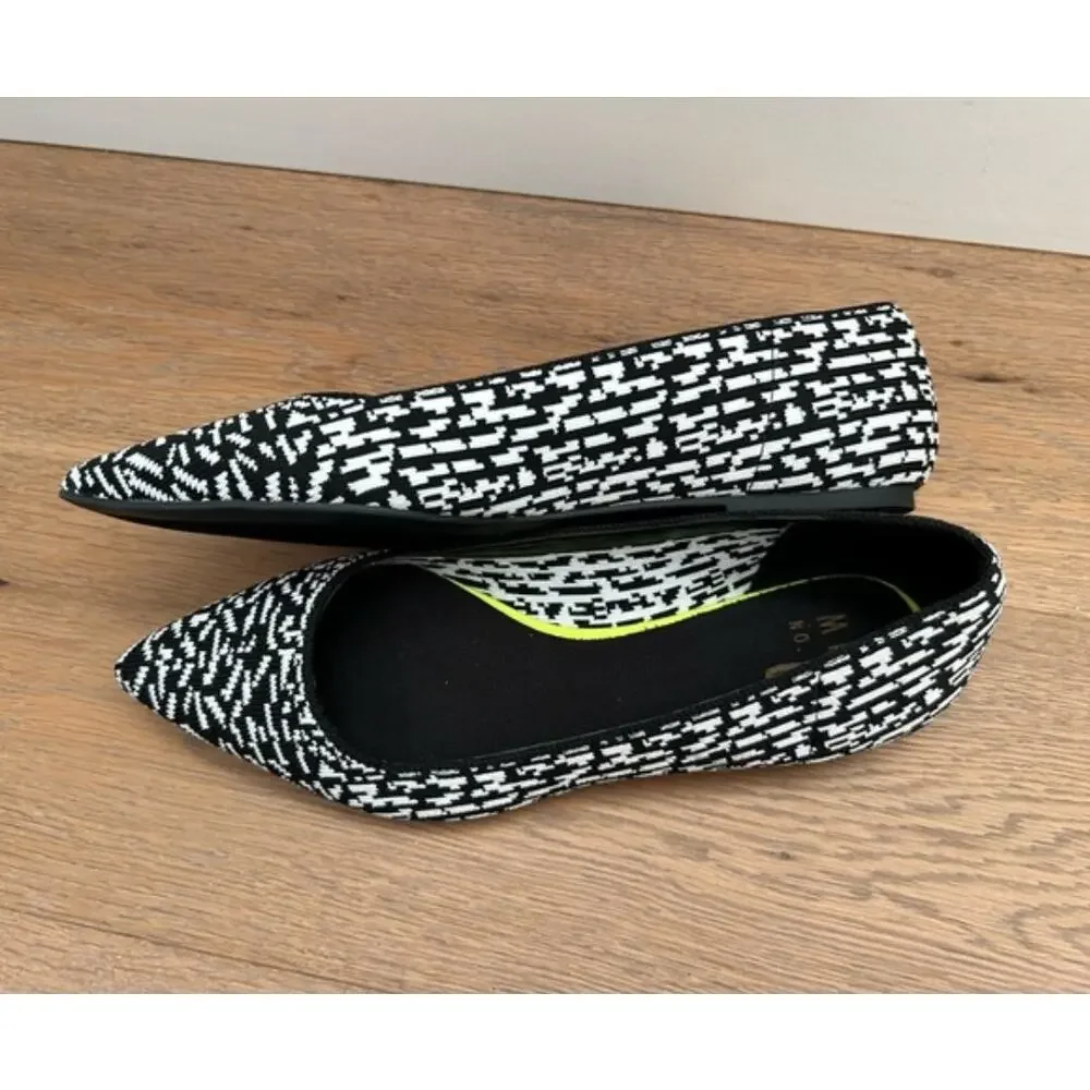 Mix No. 6 Black and White Geometric Knit  Patterned Ballet Flats Sz 9.5 Preppy